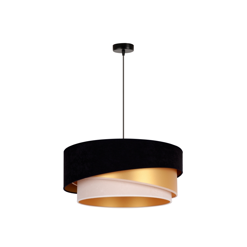 Duolla - Ljuskrona med textilsladd KOBO 1xE27/15W/230V diameter 45 cm svart/guld/grädde