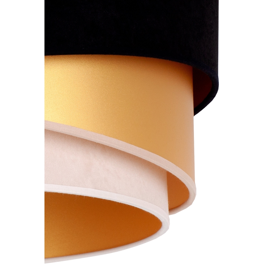 Duolla - Ljuskrona med textilsladd KOBO 1xE27/15W/230V diameter 45 cm svart/guld/grädde