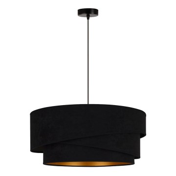 Duolla - Ljuskrona med textilsladd KOBO 1xE27/15W/230V diameter 45 cm svart/guld
