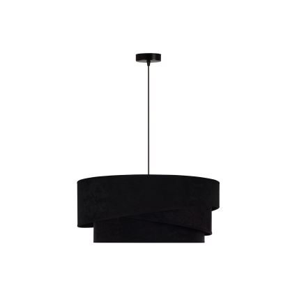 Duolla - Ljuskrona med textilsladd KOBO 1xE27/15W/230V diameter 45 cm svart/guld