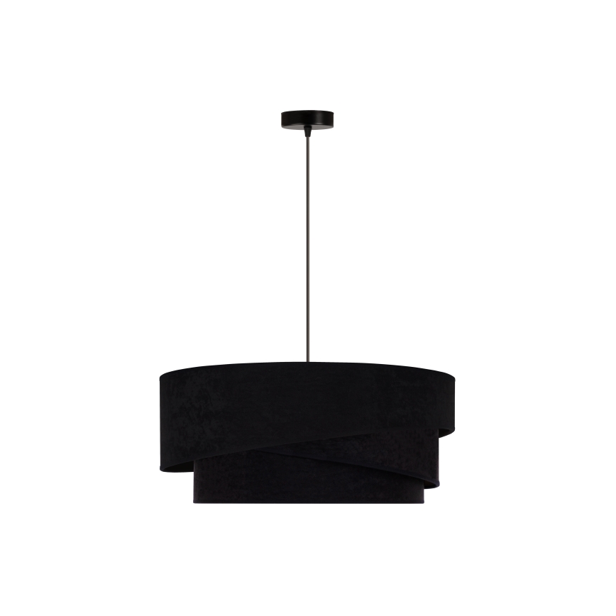 Duolla - Ljuskrona med textilsladd KOBO 1xE27/15W/230V diameter 45 cm svart/guld