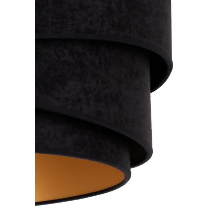 Duolla - Ljuskrona med textilsladd KOBO 1xE27/15W/230V diameter 45 cm svart/guld