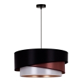 Duolla - Ljuskrona med textilsladd KOBO 1xE27/15W/230V diameter 45 cm svart/vinröd/silver