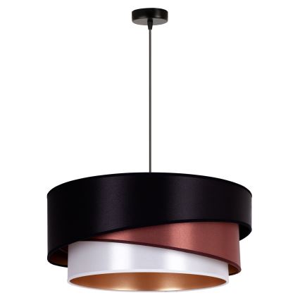Duolla - Ljuskrona med textilsladd KOBO 1xE27/15W/230V diameter 45 cm svart/vinröd/silver