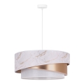 Duolla - Ljuskrona med textilsladd KOBO 1xE27/15W/230V diameter 45 cm vit/Roséguld