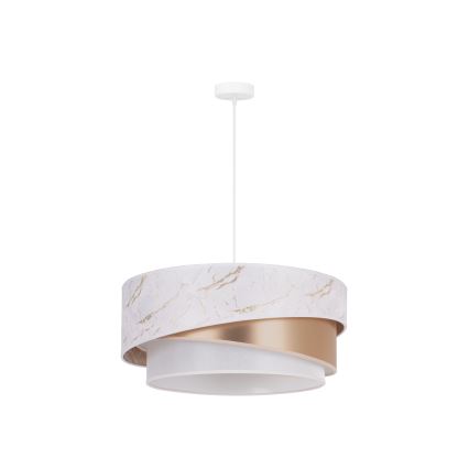 Duolla - Ljuskrona med textilsladd KOBO 1xE27/15W/230V diameter 45 cm vit/Roséguld