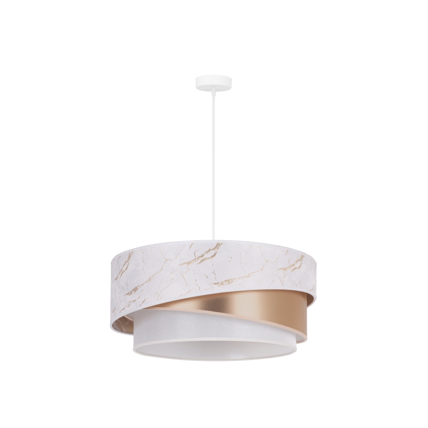 Duolla - Ljuskrona med textilsladd KOBO 1xE27/15W/230V diameter 45 cm vit/Roséguld