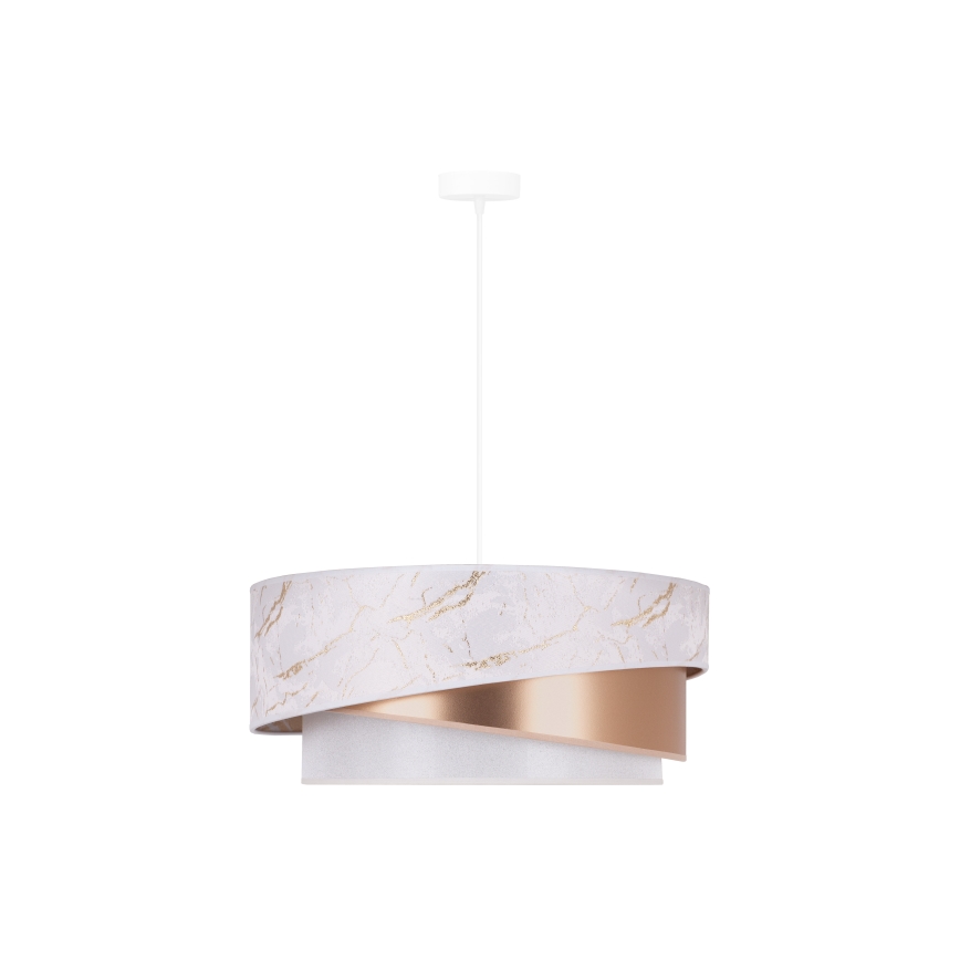 Duolla - Ljuskrona med textilsladd KOBO 1xE27/15W/230V diameter 45 cm vit/Roséguld