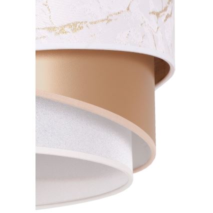Duolla - Ljuskrona med textilsladd KOBO 1xE27/15W/230V diameter 45 cm vit/Roséguld