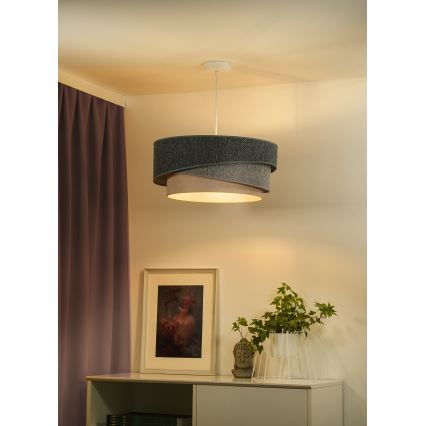 Duolla - Ljuskrona med textilsladd KOBO ECO RECYCLING 1xE27/15W/230V diameter 45 cm grön/grå/grädde