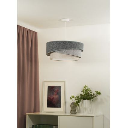 Duolla - Ljuskrona med textilsladd KOBO ECO RECYCLING 1xE27/15W/230V diameter 45 cm grön/grå/grädde