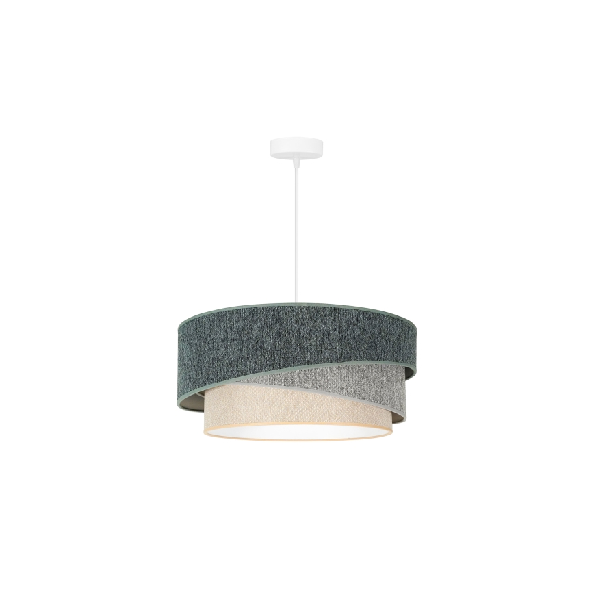 Duolla - Ljuskrona med textilsladd KOBO ECO RECYCLING 1xE27/15W/230V diameter 45 cm grön/grå/grädde