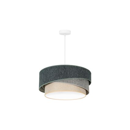 Duolla - Ljuskrona med textilsladd KOBO ECO RECYCLING 1xE27/15W/230V diameter 45 cm grön/grå/grädde