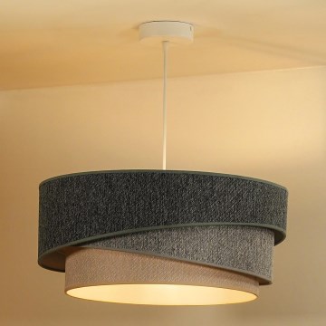 Duolla - Ljuskrona med textilsladd KOBO ECO RECYCLING 1xE27/15W/230V diameter 45 cm grön/grå/grädde