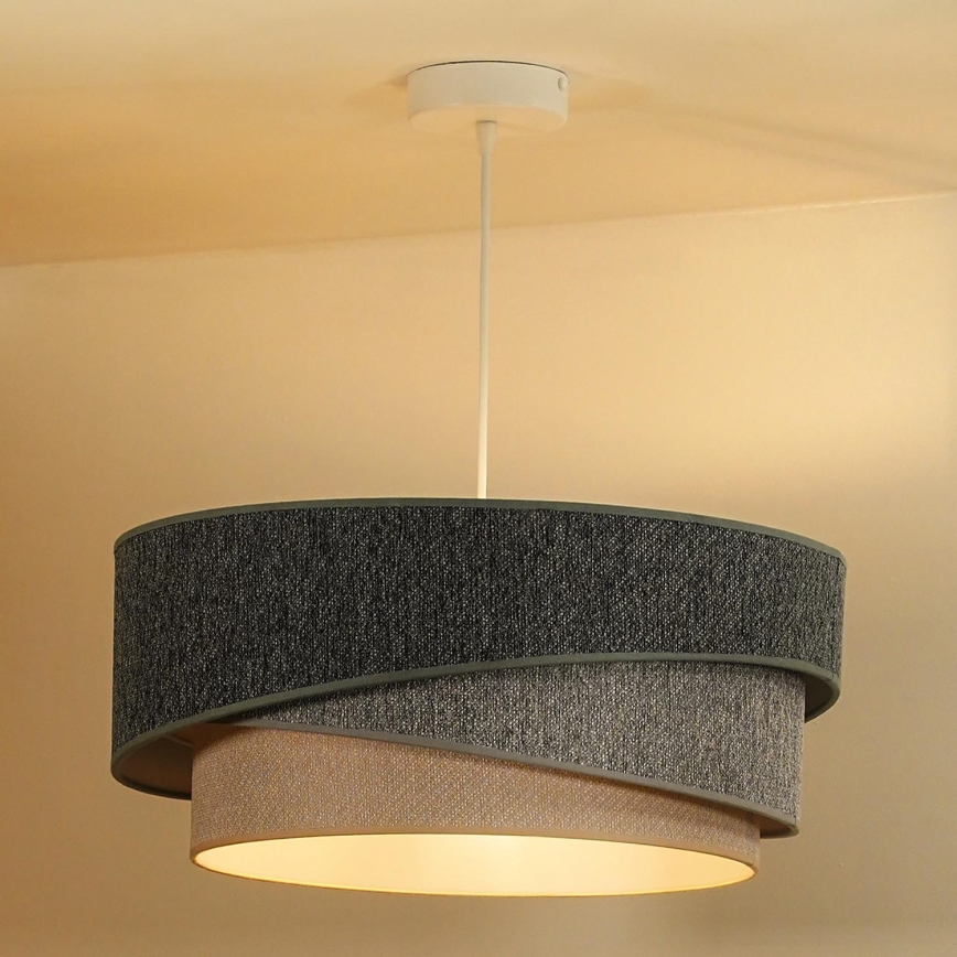 Duolla - Ljuskrona med textilsladd KOBO ECO RECYCLING 1xE27/15W/230V diameter 45 cm grön/grå/grädde