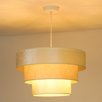 Duolla - Ljuskrona med textilsladd LUNETA 1xE27/40W/230V diameter 45 cm grädde
