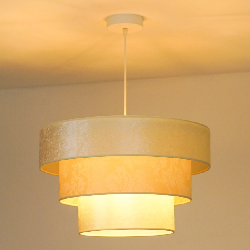 Duolla - Ljuskrona med textilsladd LUNETA 1xE27/40W/230V diameter 45 cm grädde