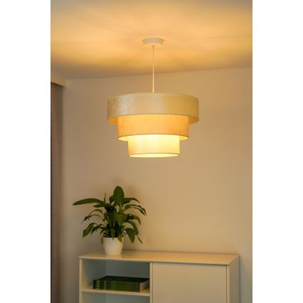 Duolla - Ljuskrona med textilsladd LUNETA 1xE27/40W/230V diameter 45 cm grädde