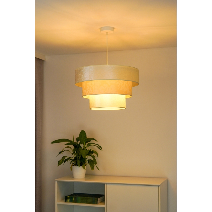 Duolla - Ljuskrona med textilsladd LUNETA 1xE27/40W/230V diameter 45 cm grädde