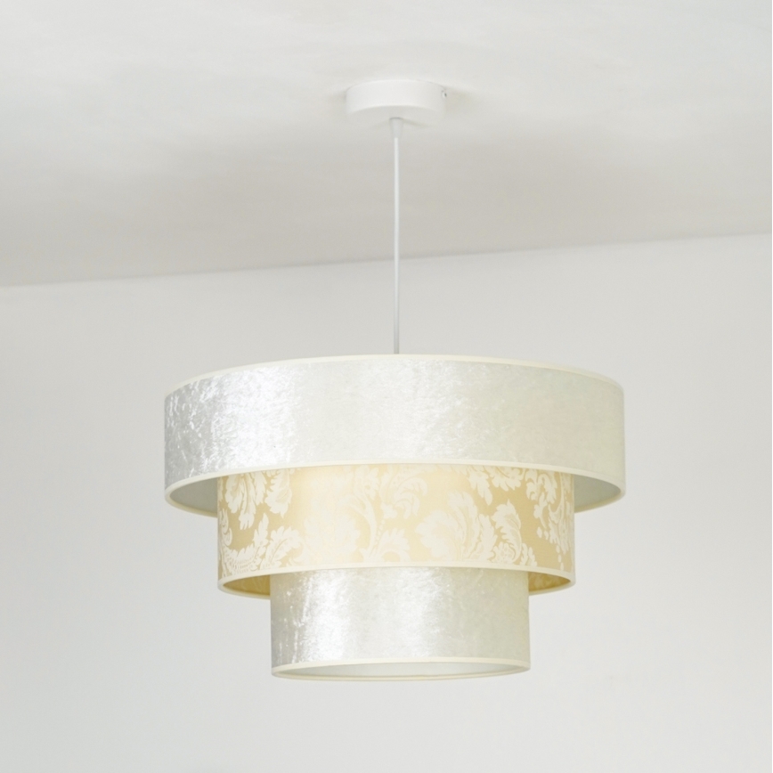 Duolla - Ljuskrona med textilsladd LUNETA 1xE27/40W/230V diameter 45 cm grädde
