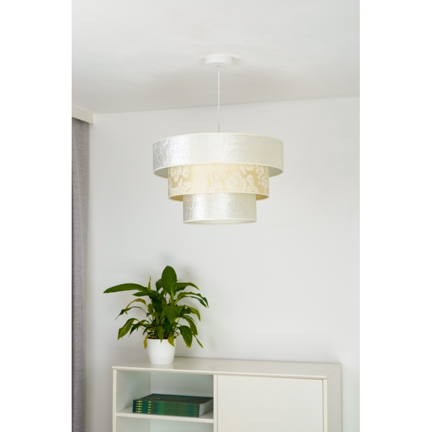 Duolla - Ljuskrona med textilsladd LUNETA 1xE27/40W/230V diameter 45 cm grädde