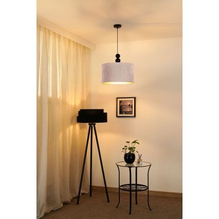 Duolla - Ljuskrona med textilsladd LYON 1xE27/15W/230V diameter 40 cm beige