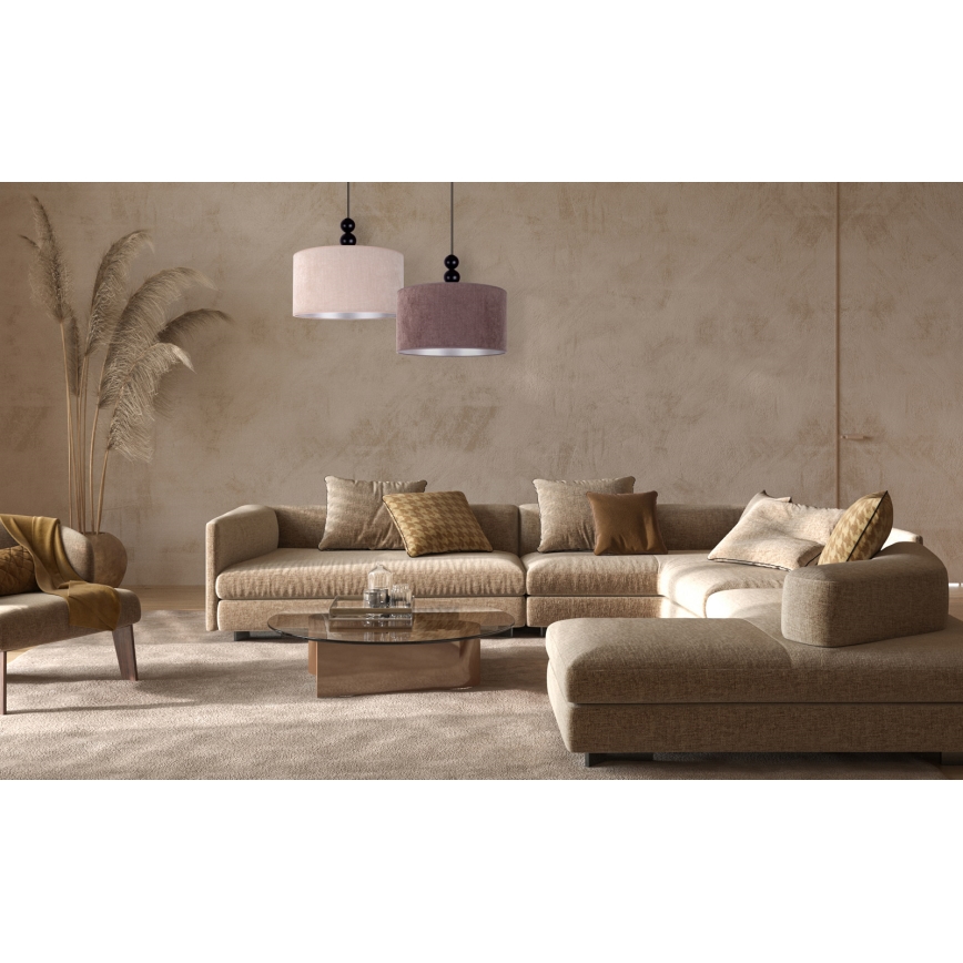 Duolla - Ljuskrona med textilsladd LYON 1xE27/15W/230V diameter 40 cm brun