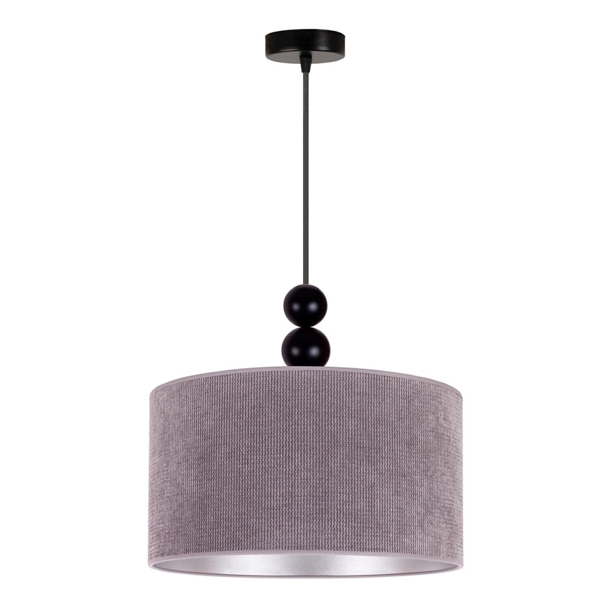 Duolla - Ljuskrona med textilsladd LYON 1xE27/15W/230V diameter 40 cm grå