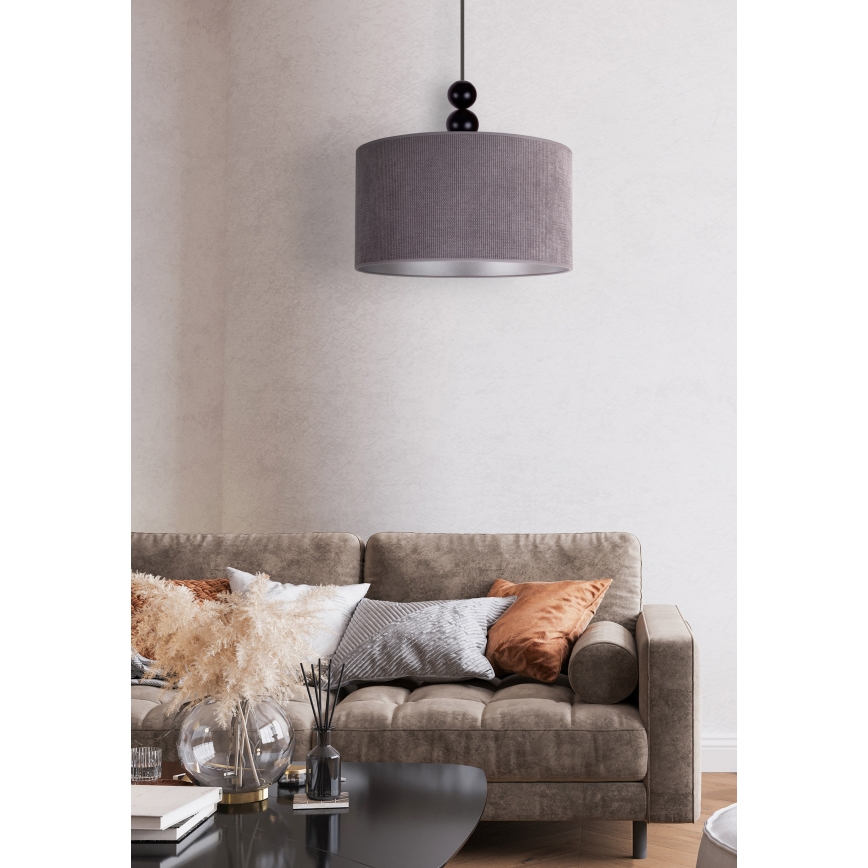 Duolla - Ljuskrona med textilsladd LYON 1xE27/15W/230V diameter 40 cm grå