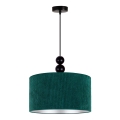 Duolla - Ljuskrona med textilsladd LYON 1xE27/15W/230V diameter 40 cm grön