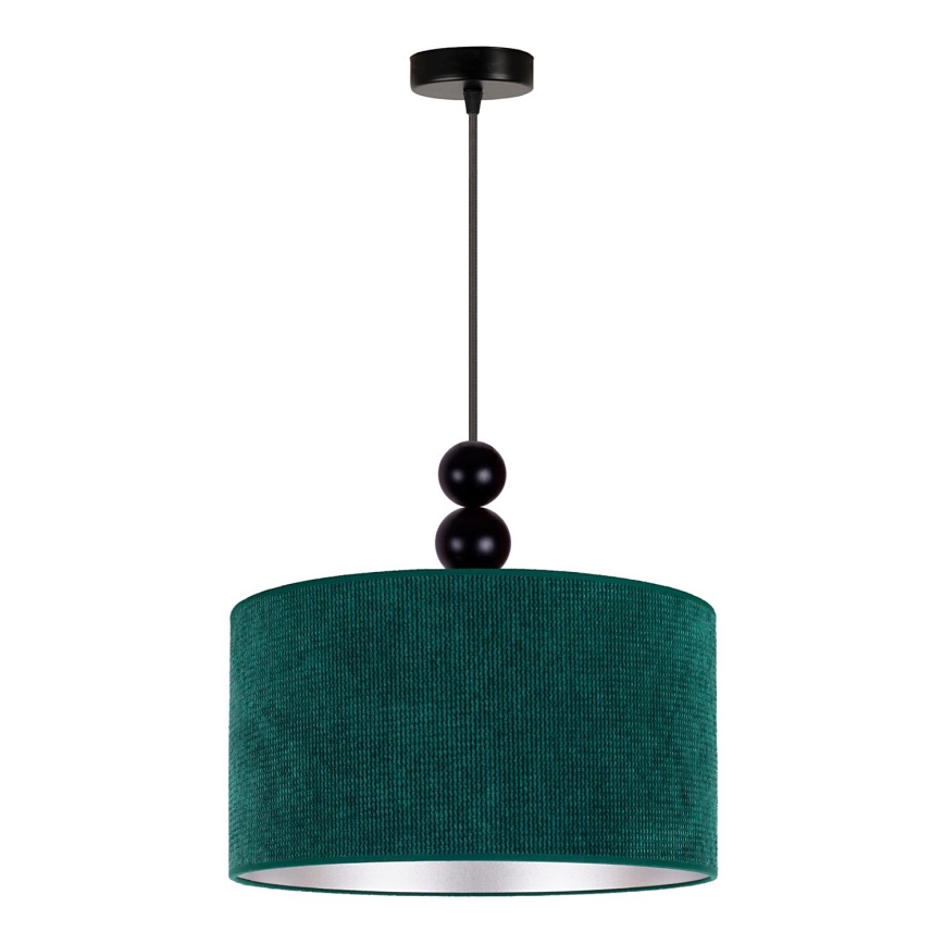 Duolla - Ljuskrona med textilsladd LYON 1xE27/15W/230V diameter 40 cm grön