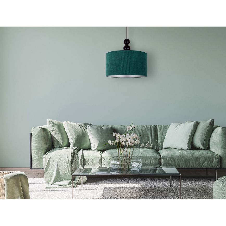 Duolla - Ljuskrona med textilsladd LYON 1xE27/15W/230V diameter 40 cm grön