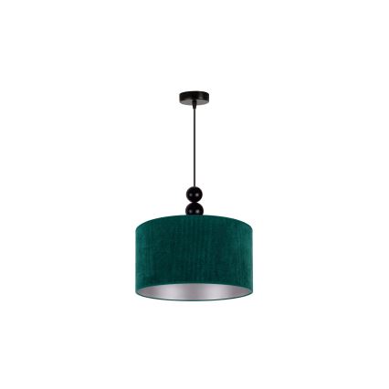Duolla - Ljuskrona med textilsladd LYON 1xE27/15W/230V diameter 40 cm grön