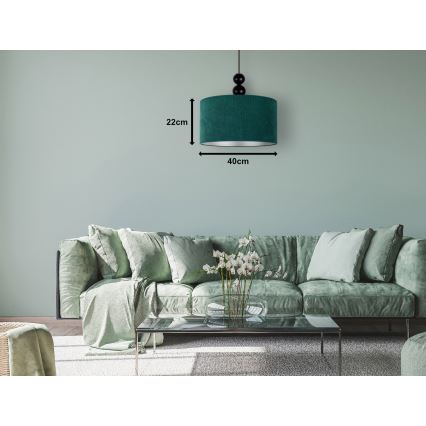 Duolla - Ljuskrona med textilsladd LYON 1xE27/15W/230V diameter 40 cm grön