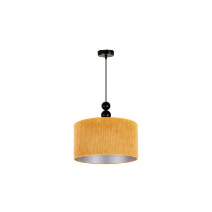 Duolla - Ljuskrona med textilsladd LYON 1xE27/15W/230V diameter 40 cm gul