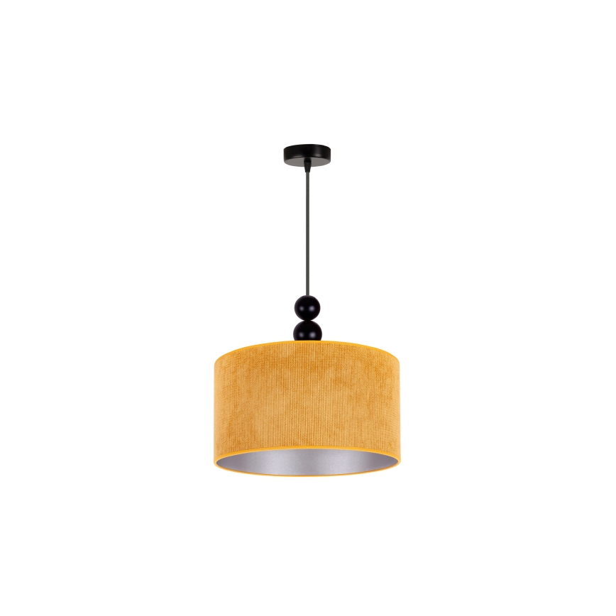 Duolla - Ljuskrona med textilsladd LYON 1xE27/15W/230V diameter 40 cm gul