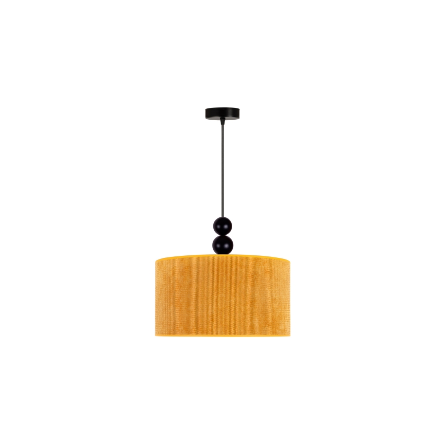 Duolla - Ljuskrona med textilsladd LYON 1xE27/15W/230V diameter 40 cm gul