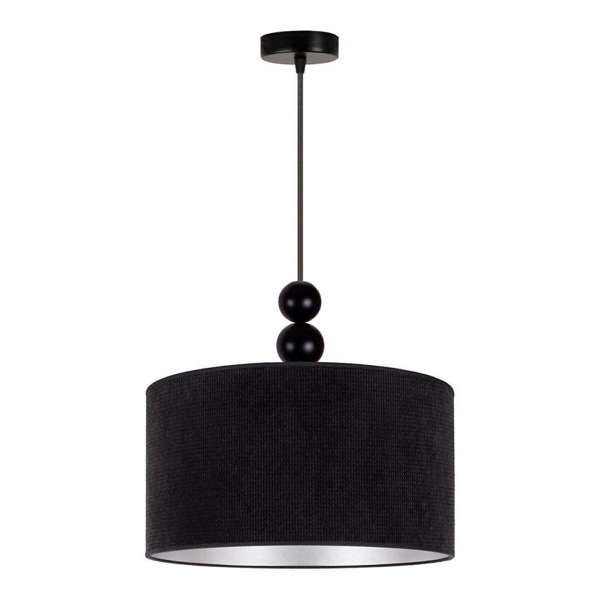 Duolla - Ljuskrona med textilsladd LYON 1xE27/15W/230V diameter 40 cm svart