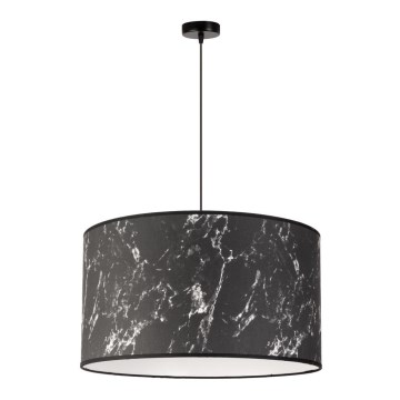 Duolla - Ljuskrona med textilsladd MARBLE 1xE27/40W/230V diameter 45 cm svart/vit