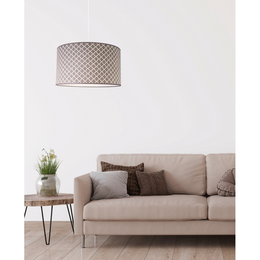 Duolla - Ljuskrona med textilsladd MAROKO 1xE27/40W/230V diameter 45 cm grå