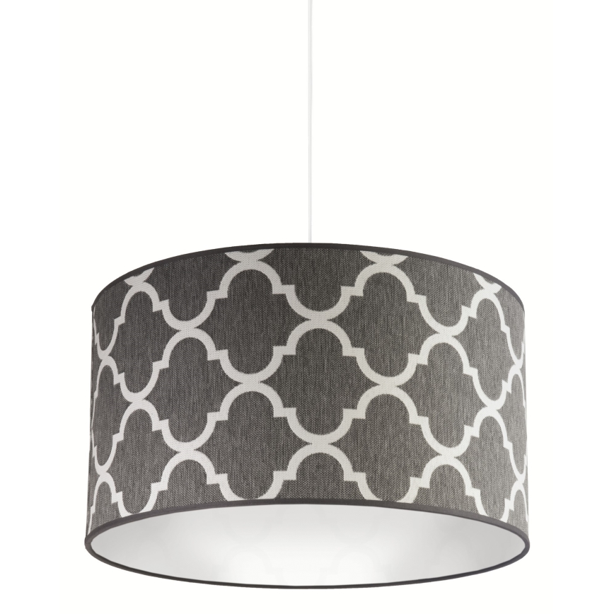 Duolla - Ljuskrona med textilsladd MAROKO 1xE27/40W/230V diameter 45 cm grå/vit