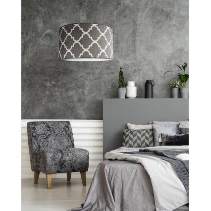 Duolla - Ljuskrona med textilsladd MAROKO 1xE27/40W/230V diameter 45 cm grå/vit