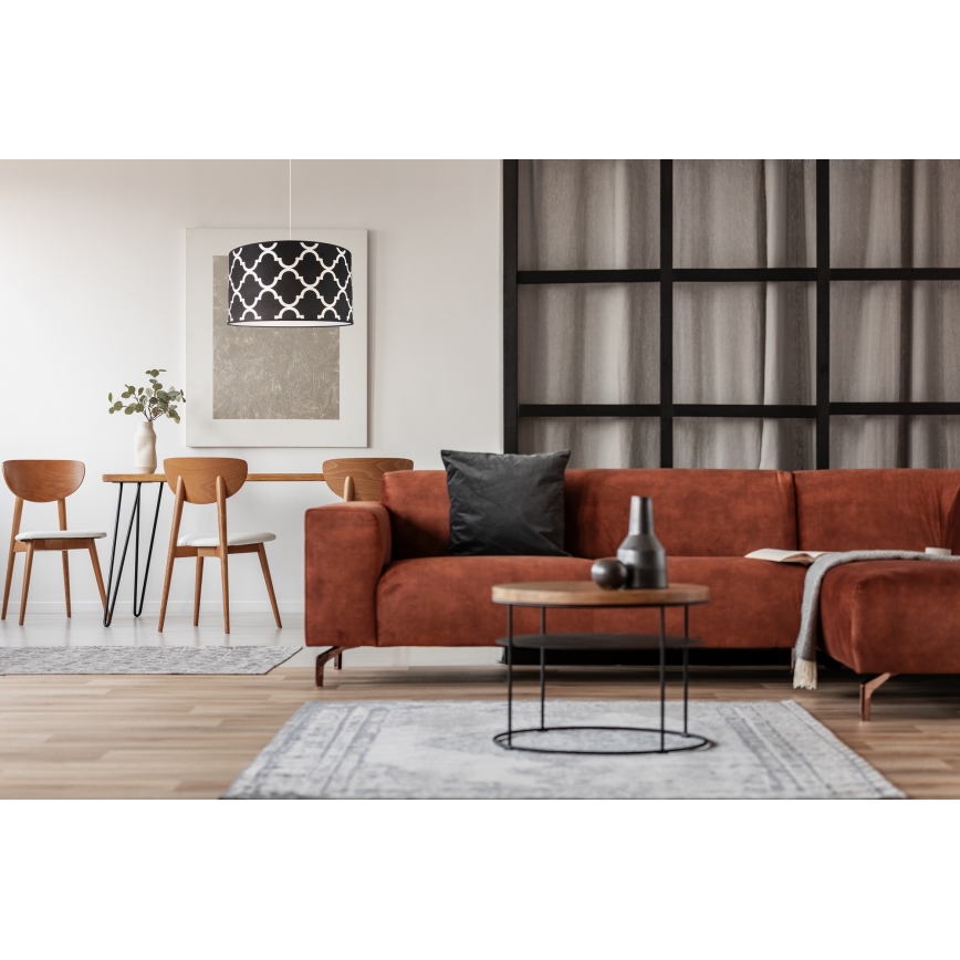 Duolla - Ljuskrona med textilsladd MAROKO 1xE27/40W/230V diameter 45 cm svart/vit