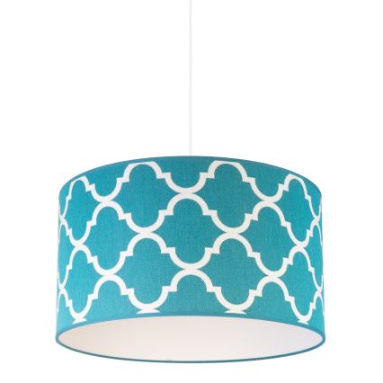 Duolla - Ljuskrona med textilsladd MAROKO 1xE27/40W/230V diameter 45 cm turkos/vit
