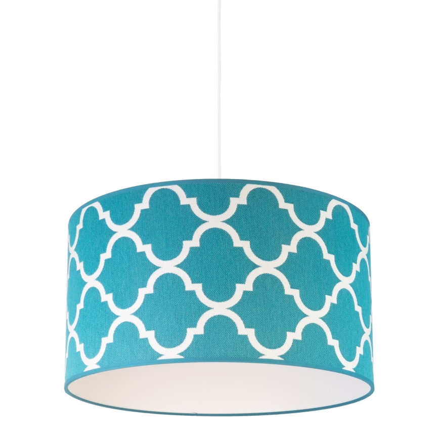 Duolla - Ljuskrona med textilsladd MAROKO 1xE27/40W/230V diameter 45 cm turkos/vit
