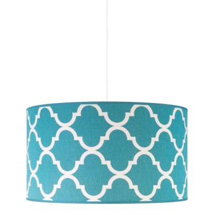 Duolla - Ljuskrona med textilsladd MAROKO 1xE27/40W/230V diameter 45 cm turkos/vit