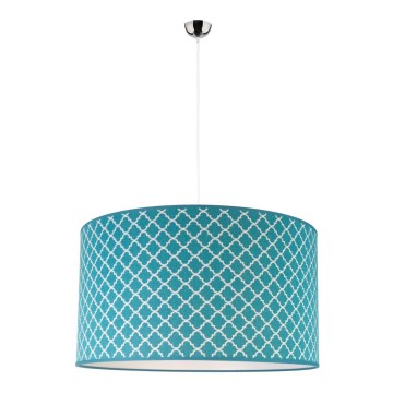 Duolla - Ljuskrona med textilsladd MAROKO 1xE27/40W/230V diameter 45 cm turkos/vit