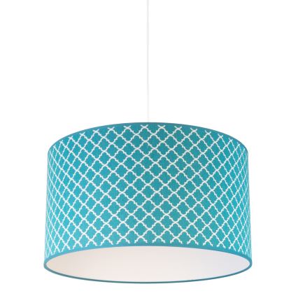 Duolla - Ljuskrona med textilsladd MAROKO 1xE27/40W/230V diameter 45 cm turkos/vit