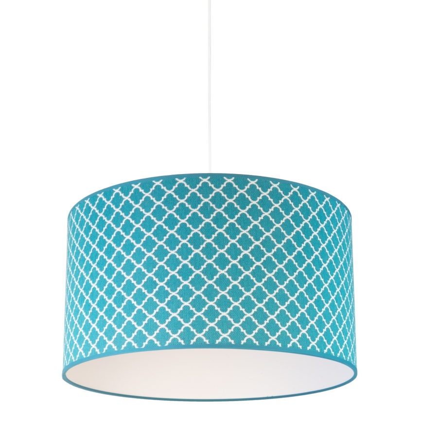 Duolla - Ljuskrona med textilsladd MAROKO 1xE27/40W/230V diameter 45 cm turkos/vit