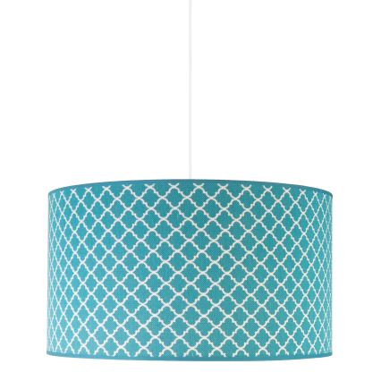 Duolla - Ljuskrona med textilsladd MAROKO 1xE27/40W/230V diameter 45 cm turkos/vit
